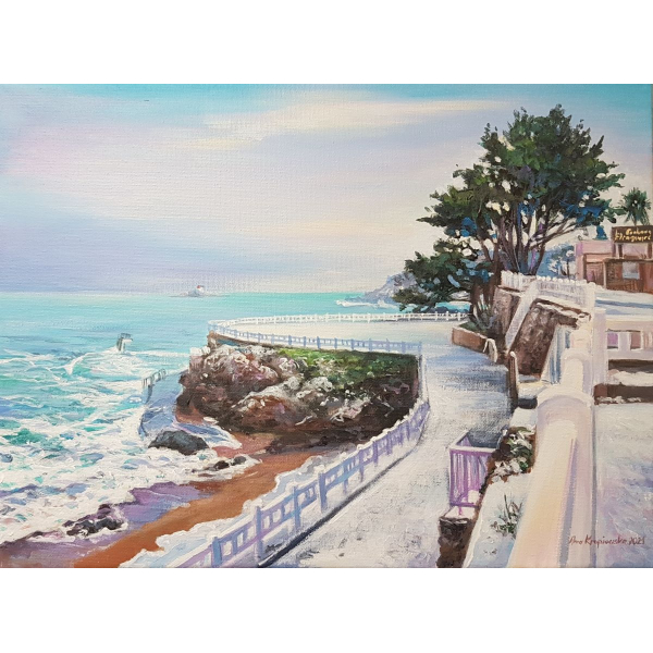 Cafe de la plage terrace in winter